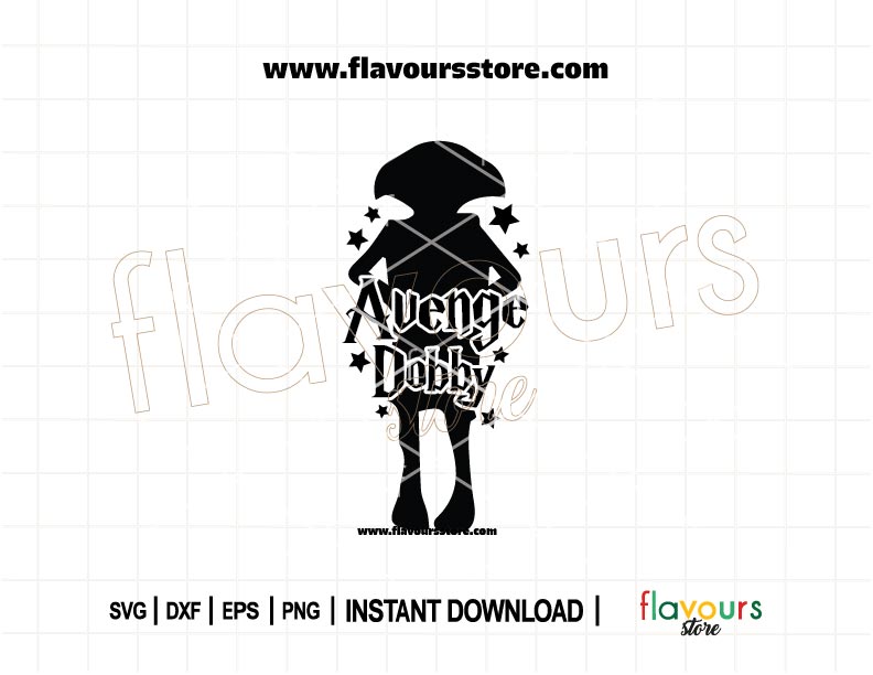 Bold “Avenge Dobby” SVG design with house elf silhouette – emotional Harry Potter cut file for Cricut and Silhouette crafts