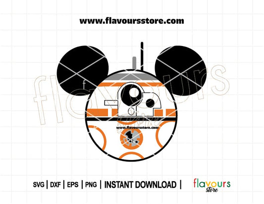 BB8 Mickey Ears SVG cut file for Cricut and Silhouette – Star Wars Day Disney design for shirts, mugs, party decorations, and DIY gifts.