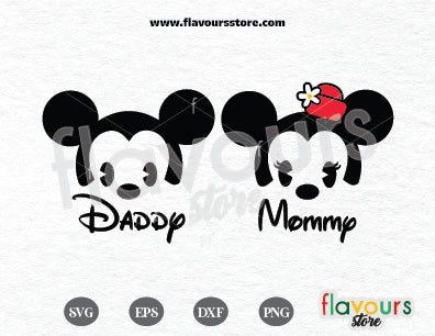 Baby Mickey Daddy and Baby Minnie Mommy SVG Cut File