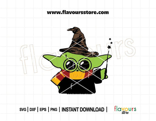 Adorable Baby Yoda dressed as Harry Potter SVG design – perfect for Cricut Star Wars and wizard-themed DIY gifts