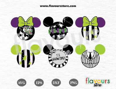 Beetlejuice Ears Bundle SVG, Beetlejuice Movie, Mouse Head, Mickey Ears, Halloween Horror Shirt Design Sandworm, Family Horror, Cricut