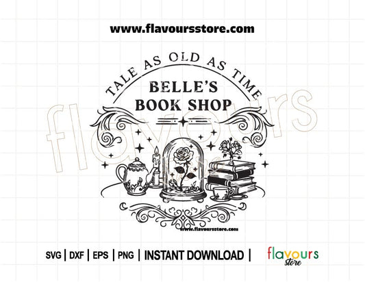 Belle reading a book SVG design – Beauty and the Beast inspired clipart for Cricut, sublimation, and craft projects