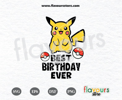 Best Birthday Ever, Pikachu, Pokeball, Pokemon SVG, Pokemon Party SVG Cricut Silhouette Cut File