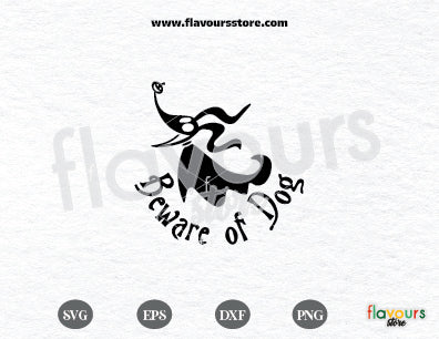 Beware of Dog Svg, Zero Dog Ghost Silhouette with Pumpkin Nose, Zero the Ghost Dog Png, Nightmare Before Christmas Svg Cricut Silhouette