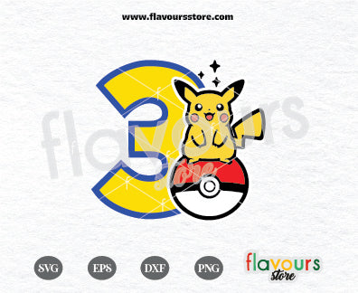 3rd Birthday Pikachu, Pokeball, Pokemon SVG, Pokemon Party SVG Cricut Silhouette Cut File