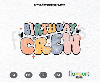 Birthday Crew, Retro Mickey Ears, Mouse Birthday SVG Cut File Cricut