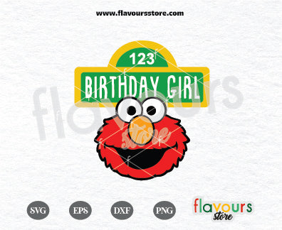 Birthday Girl Elmo Svg, Sesame Street Sign Birthday SVG Cut File