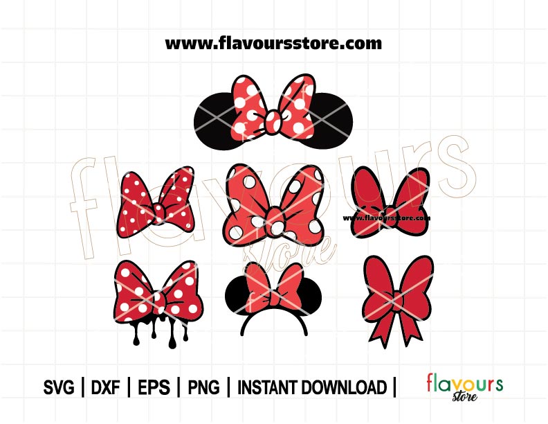 Mouse Bow Bundle, Dripping Mouse Bow SVG, Mouse Red Bow Svg, Polkadot Bow Svg, Mouse Bow Svg, Cut File For Cricut SVG
