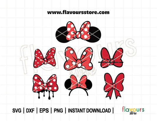 Mouse Bow Bundle, Dripping Mouse Bow SVG, Mouse Red Bow Svg, Polkadot Bow Svg, Mouse Bow Svg, Cut File For Cricut SVG