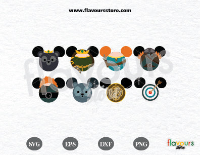 Brave Mouse Ears Bundle SVG | Merida Ears Svg | Queen Elinor Svg | King Fergus Ears Svg | Triplet Ears Svg | Cut File For Cricut SVG