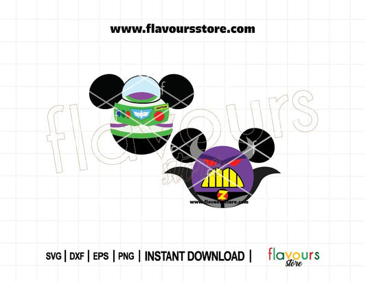 Mickey Ears SVG featuring Buzz Lightyear and Zurg – Disney Cut File for Cricut and Silhouette Users