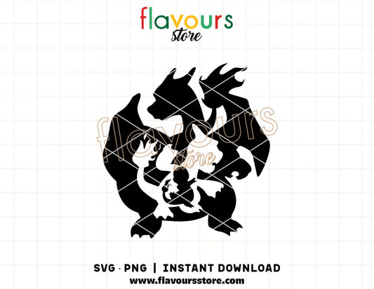 Charmander Evolution silhouette SVG cut file for Cricut and Silhouette digital download