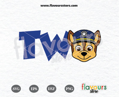 Two Birthday, Chase Paw Patrol svg, Kids cartoon Svg, Paw Patrol Cartoon Svg, Paw Patrol SVG Cut File