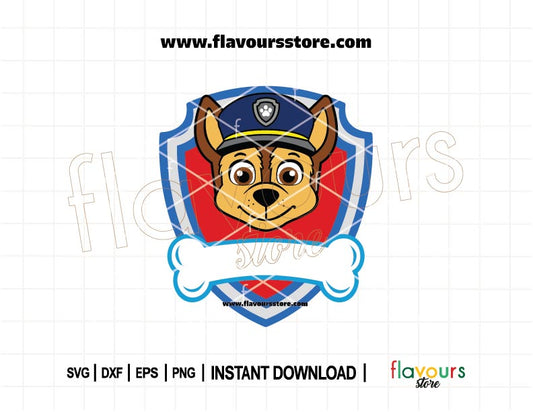 Personalized Paw Patrol Chase Badge Logo SVG cut file for Cricut and Silhouette, kids birthday shirt design, instant digital download