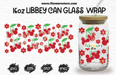 16oz Libbey Can Cup Wrap | Libbey Wrap Svg | Cherry Mouse Ears