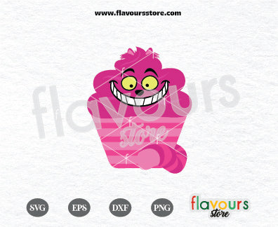 Cheshire Cat Cupcake, Alice in Wonderland, Disney Cupcakes, SVG Cut File Cricut