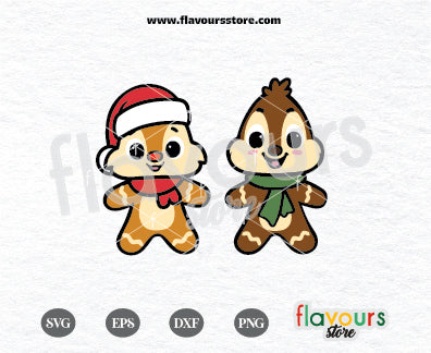 Chip and Dale Cookies Svg, Christmas Gingerbread, Squirrel Christmas Cookies, Christmas Snack Svg, Chipmunk Gingerbread, Cricut Silhouette