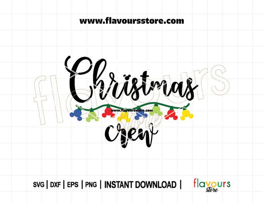 Christmas Crew SVG with Mickey ears in holiday lights – perfect for Cricut Christmas shirts and DIY Disney-themed crafts.