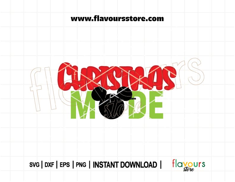 Mickey ears Christmas Mode SVG design – Disney-inspired holiday cut file for Cricut, Silhouette, and festive DIY crafts.