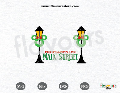 Christmastime on Main Street Png, Ears Christmas Svg, Main Street Quote SVG, Ornament Svg, Funny Mouse Christmas Wreath, Cricut Silhouette