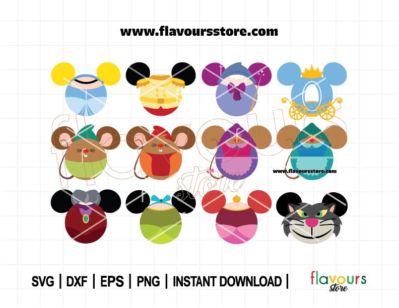 Cinderella Ears Bundle SVG | Princess Tale Mouse Ears | Princess Ears Svg | Fairy Godmother Svg | Prince Svg | Drizella Svg | Cut File For Cricut SVG