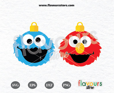 Cookie Monster, Elmo, Christmas Ornament SVG Cut File