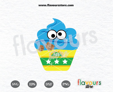 Cookie Monster Cupcake, Sesame Street SVG For Silhouette and Cricut