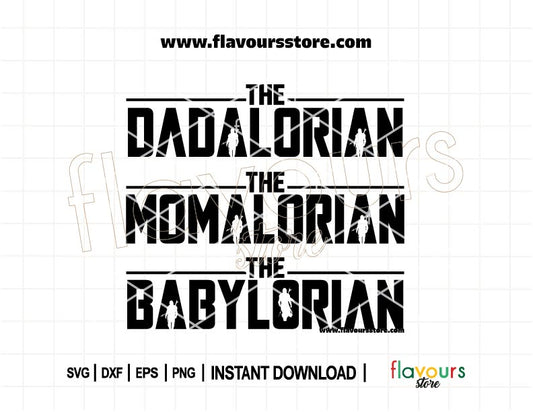 Dadalorian Momalorian Babylorian Mandalorian SVG cut file bundle for Cricut and Silhouette – perfect for Star Wars matching family shirts, mugs, and gifts.