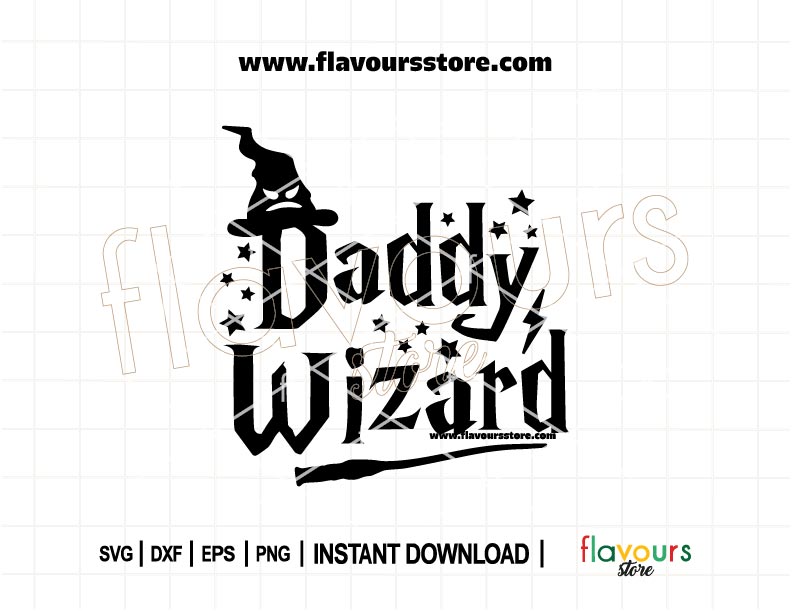 Funny "Daddy Wizard" SVG cut file featuring magical design elements for Cricut Father’s Day projects and Potter-themed gifts