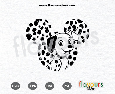 101 Dalmatians Ears SVG, Dalmatian PNG Silhouette, Dalmatians Mouse Head SVG File 