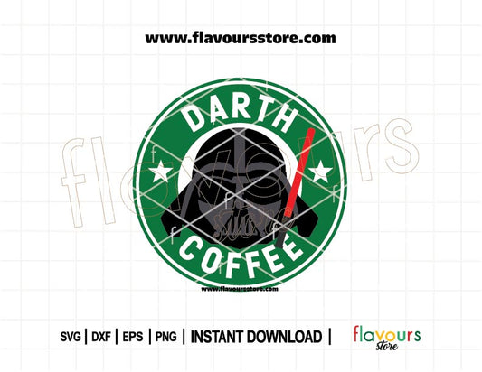 Darth Coffee SVG funny Star Wars cut file for Cricut and Silhouette – perfect for coffee mugs, shirts, kitchen decor, and gifts.