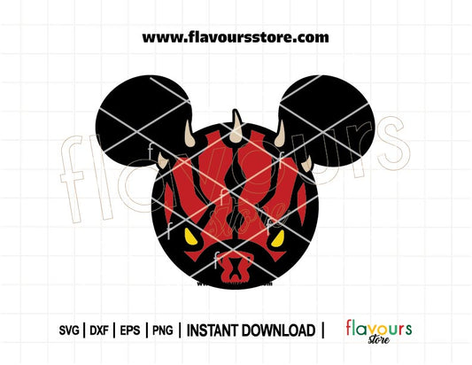 Darth Maul ears SVG Star Wars inspired cut file for Cricut and Silhouette – perfect for DIY Mickey ears, shirts, cosplay, and Star Wars Day crafts.
