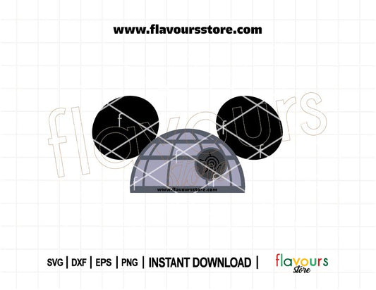 Death Star Mickey ears SVG cut file for Cricut and Silhouette. Star Wars hat ears design for DIY Disney crafts, shirts, and accessories.