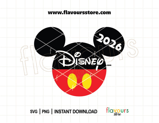2026 Disney Trip Mickey Head Ears SVG for matching family vacation shirts Disney inspired Cricut and Silhouette cut file