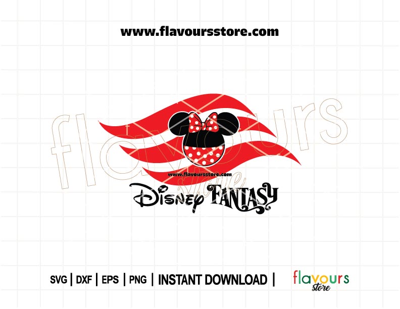 Disney Fantasy Minnie Mouse cruise flag SVG cut file for Cricut and Silhouette, ideal for cruise decor and family shirt designs