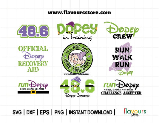 Dopey Run BUNDLE SVG | Marathon Shirt Design | Gift for Runners - Fun Dopey