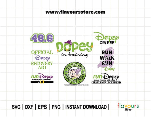 Dopey Run BUNDLE SVG, Fun Dopey PNG, 48.6 Crew, Marathon Fan svg, Marathon Shirt Design, Perfect for Marathon Challenges, Gift for Runners