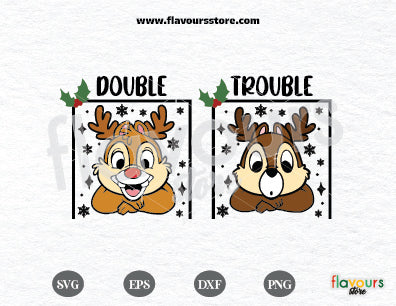 Double Trouble Christmas, Chip and Dale Reindeers svg, Christmas Couple Png, Squirrel Christmas, Merry Christmas Svg, Xmas Holiday Cricut