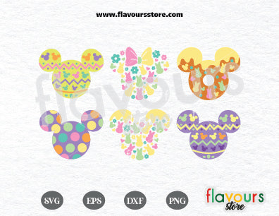 Easter Ears Bundle SVG, Easter Bunny Mouse Shaped Svg, Easter Egg Svg, Pastel Colors, Cut File For Cricut