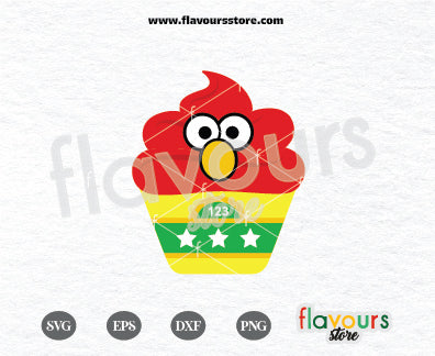 Elmo Cupcake, Sesame Street SVG Cut File