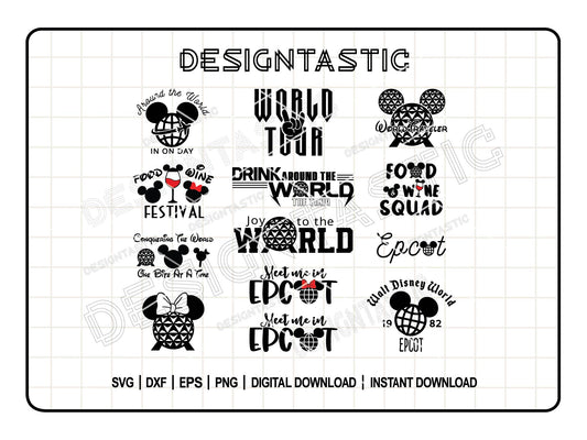 Epcot Ears Bundle SVG, Mouse Head Svg, Mouse Ears Svg, Epcot Ball Svg, World Traveler, Cut File For Cricut