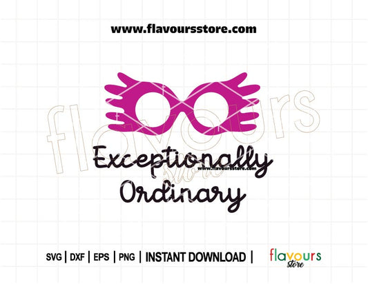 Exceptionally Ordinary SVG with Luna Lovegood Spectrespecs in whimsical style, perfect for Cricut or Silhouette crafts for Harry Potter fans.