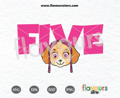 Five Skye Paw Patrol, 5th Birthday Paw Patrol SVG, Paw Patrol Cartoon Svg, Paw Patrol SVG Cut File