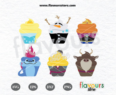 Frozen Cupcakes Bundle, Disney Cupcakes, SVG Cut File Cricut