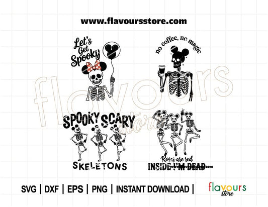 Funny Mouse Skeleton Cartoon, Mouse Ears PNG, Skeleton Svg, Halloween Spooky, Scary Skeletons, Magic Mouse Ears, Cut file for Cricut
