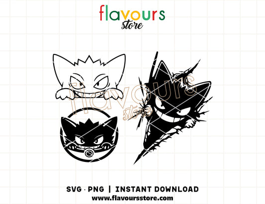 Peeking Gengar SVG Pokémon peeker decal cut file for Cricut and Silhouette