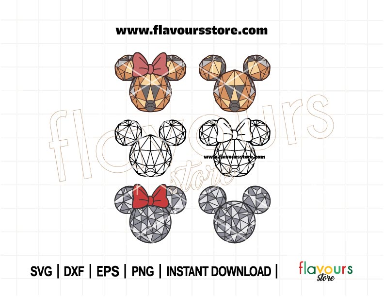 Geometric Mouse Ears Bundle SVG, Mouse Head Svg, Mouse Ears Svg, Retro Ears Svg, World Traveler Inspired, Epcot, Cut File Cricut Silhouette
