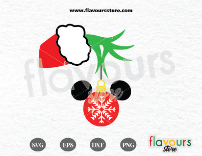 Grinch Hand Mickey Ornament SVG Cut File