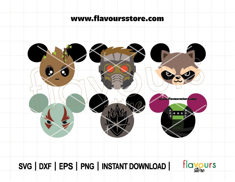 Guardians Galaxy Ears Bundle Svg | Rocket SVG | Mouse Ears SVG | Mouse Head Svg | Tshirt Design Svg | Cut File For Cricut SVG | Silhouette