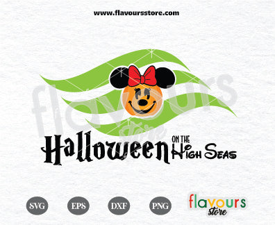 Halloween On The High Sea, Minnie Pumpkin SVG Cut File, Halloween Cruise Flag Svg